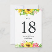 Invitation Porte-nom table tournesol avec fond blanc (Devant)