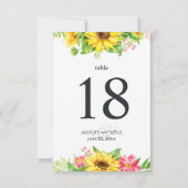 Invitation Porte-nom table tournesol avec fond blanc (Dos)