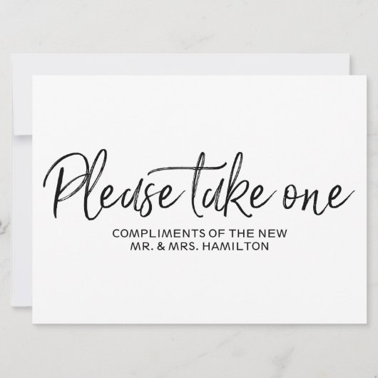 Invitation Porte-noms de mariage "Veuillez en prendre un" (Devant)