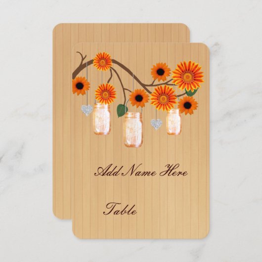 Invitation Porte-noms de table en pots Mason Orange Rustique  (Devant / Derrière)