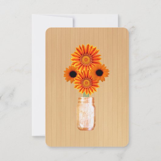 Invitation Porte-noms de table en pots Mason Orange Rustique  (Dos)