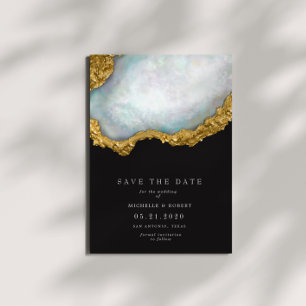 Invitation Porte-Perle Sophistiquée Photo Enregistrer La Date