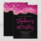 Invitation Porte rose et or Black Bold 18e anniversaire (Devant / Derrière)