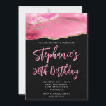 Invitation Porte rose et or Black Bold 30e anniversaire<br><div class="desc">Une invitation à 30e anniversaire de style manuscrit moderne et glamour. Vous pouvez customiser cet invitation pour une autre célébration d'anniversaire. Il présente une parties scintillant d'or et une image graphique en art numérique rose agate qui imprime comme une photo. Les couleurs arrière - plan et police sont personnalisables.</div>