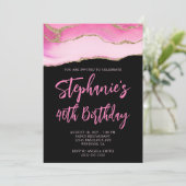 Invitation Porte rose et or Black Bold 40e anniversaire (Debout devant)