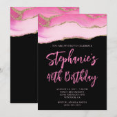 Invitation Porte rose et or Black Bold 40e anniversaire (Devant / Derrière)