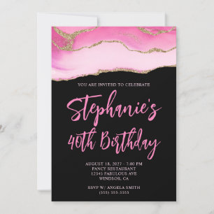 Invitation Porte rose et or Black Bold 40e anniversaire