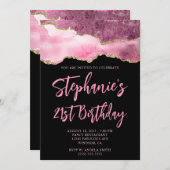 Invitation Porte rose et or Noir gras 21e anniversaire (Devant / Derrière)