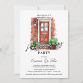 Invitation Porte Rouge Avant Et Briques Maison Fête De Réchau (Devant)