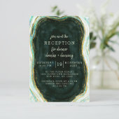 Invitation Porte turquoise Vert & Or Marbre Mariage Réception (Debout devant)