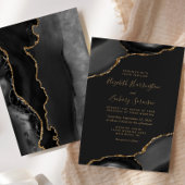 Invitation Portes d'Agate d'Or Noir Moderne Mariage foncé