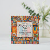 Invitation Portes de la Fête du Ménage Collage orange bleu (Debout devant)