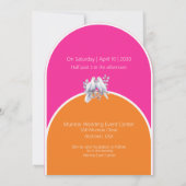 Invitation Portes et anneaux roses chaudes et tangerines arqu (Dos)