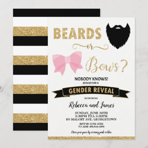 Invitation Portes ou vaches Genre Reveal Baby shower Or