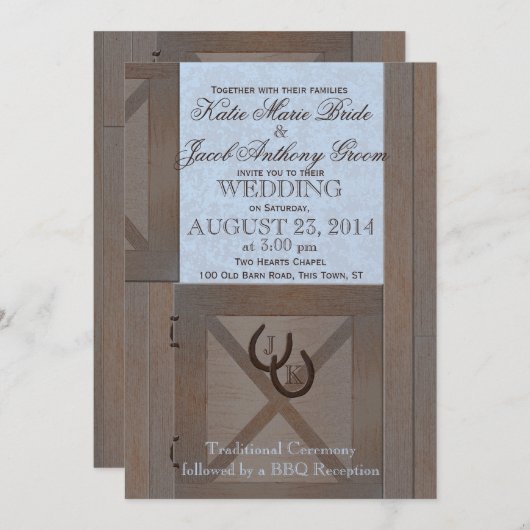 Invitation Portes stables Mariage de grange (Devant / Derrière)