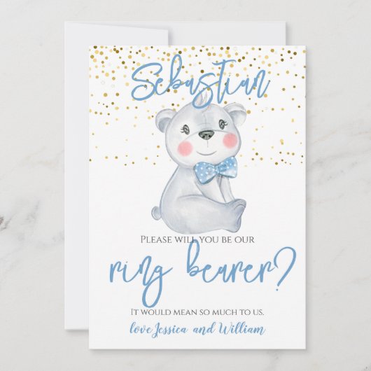 Invitation Porteur Bague Cute Bear Page Boy Proposition (Devant)