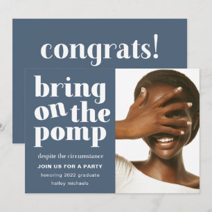 Invitation Portez la Pomp One Photo Grad Party Blue