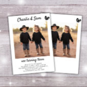 Invitation Portrait à deux frères Photo Boho minimal Annivers