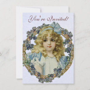 Invitation Portrait Antique de Petite Fille Enfant Belle