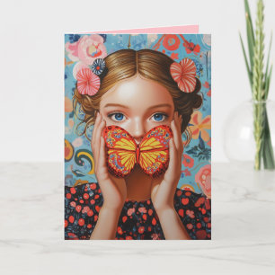 Invitation Portrait Butterfly Girl in a Floral Wonderland