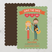 Invitation Portrait de couple de dessin animé illustré de mar (Devant / Derrière)