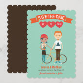 Invitation Portrait de couple de dessin animé illustré de mar (Devant / Derrière)