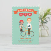 Invitation Portrait de couple de dessin animé illustré de mar (Debout devant)