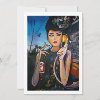 Invitation Portrait de femme rétro vintage sur toile