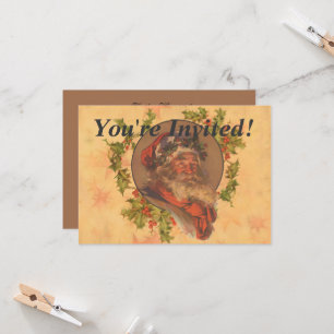 Invitation Portrait de Noël vintage du Père Noël