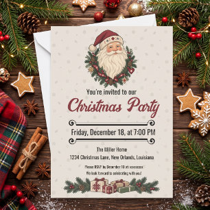 Invitation Portrait de Père Noël nordique de Noël avec fête d