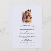 Invitation Portrait de tête de cheval Brown en Mariage aquare (Devant / Derrière)