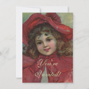 Invitation Portrait d'enfant victorien de Noël avec un chapea