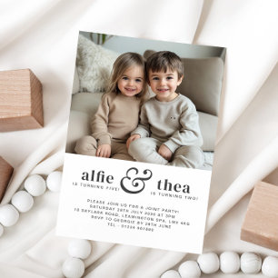 Invitation Portrait d'invitation d'anniversaire conjoint