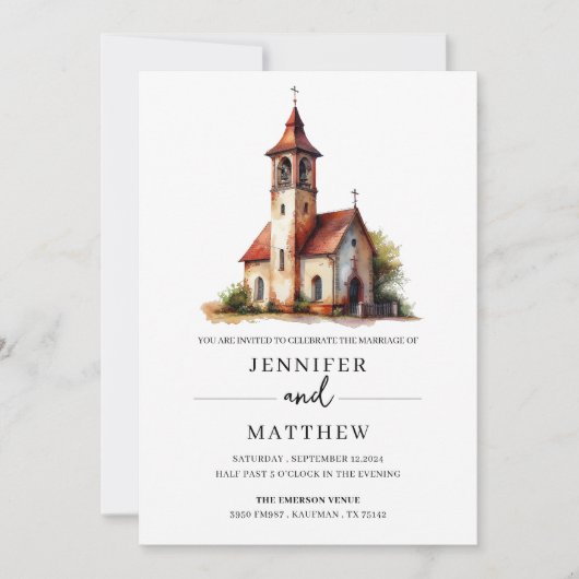 Invitation Portrait du Mariage d'aquarelle personnalisé, Mari (Devant)