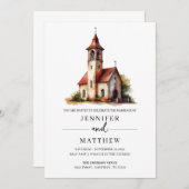 Invitation Portrait du Mariage d'aquarelle personnalisé, Mari (Devant / Derrière)