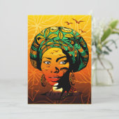 Invitation Portrait féminin africain avec coucher de soleil (Debout devant)