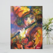 Invitation PORTRAIT FLUTISTE Vénétie Mascarade Or Jaune (Debout devant)