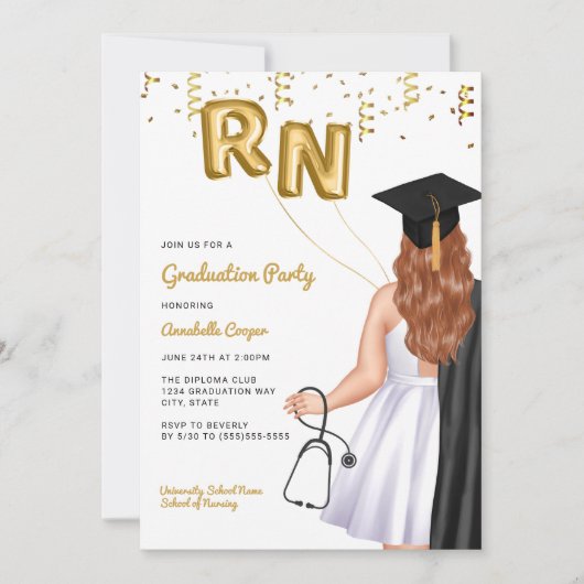 Invitation Portrait Nursing School Graduation Party (Devant)