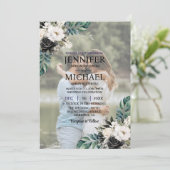 Invitation Portrait superposé photo photo QR B&W Mariage (Debout devant)