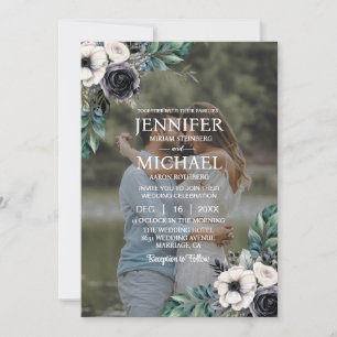 Invitation Portrait superposé photo photo QR B&W Mariage