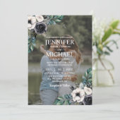 Invitation Portrait superposé photo photo QR B&W Mariage (Debout devant)