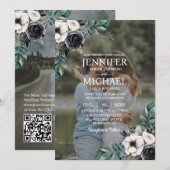 Invitation Portrait superposé photo photo QR B&W Mariage (Devant / Derrière)