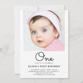 Invitation Portrait Un Script 1er Baby Premier anniversaire (Devant)