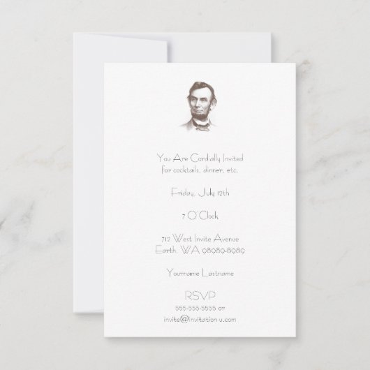 Invitation Portrait Vintage d'Abraham Lincoln (Devant)