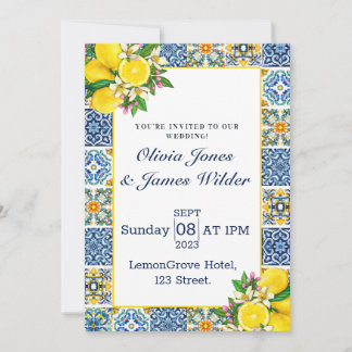 Invitation Portugais Azulejo Lemon Tiles Mariage