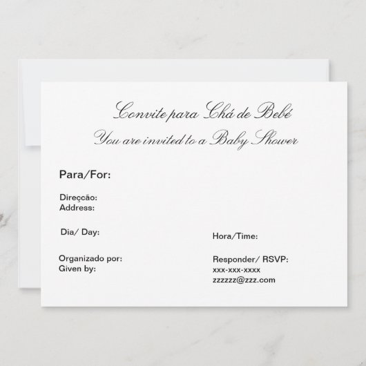Invitation Portugais : Botinhas : Convite Chá de Bebe (Dos)
