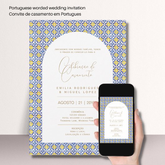 Invitation Portugeuse | Casamento Floral Folkart Rústico