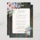 Invitation Portugeuse | Casamento Flores Folclóricas Rústica (Devant / Derrière)
