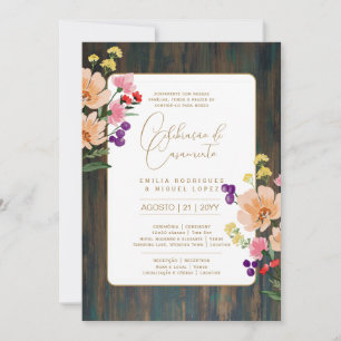 Invitation Portugeuse   Casamento Flores Folclóricas Rústica