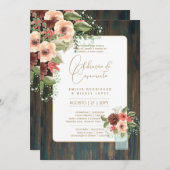 Invitation Portugeuse | Casamento Flores Folclóricas Rústica (Devant / Derrière)